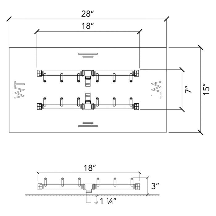 Crossfire CFBH H-Style Brass Gas Fire Pit Burner