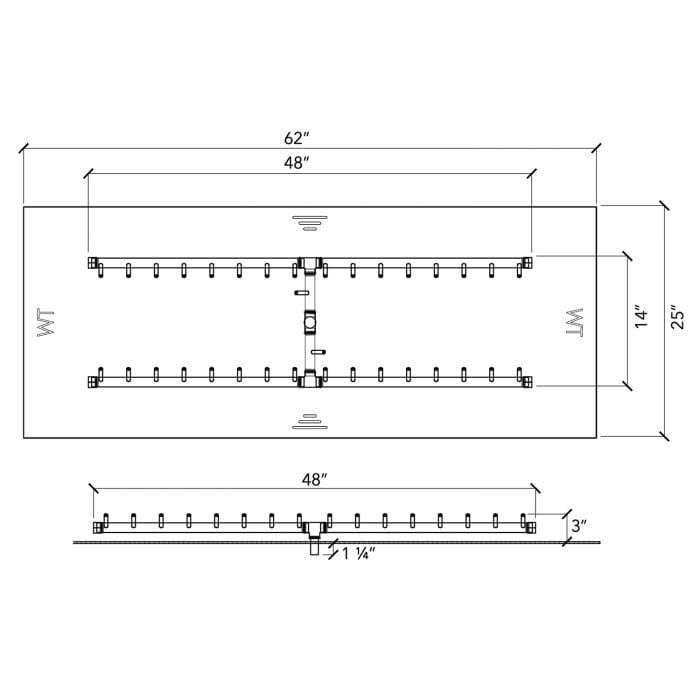 Crossfire CFBH H-Style Brass Gas Fire Pit Burner
