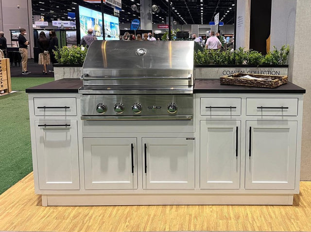 Challenger Coastal 7 Foot Outdoor Kitchen Island with Blaze 32 Inch Gas Grill Pre-Assembled