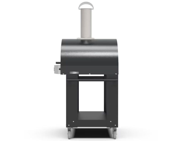 Alfa Classico 4 Pizze 43-Inch Gas Pizza Oven on Wrinkle Black Oven Base - Ardesia Grey
