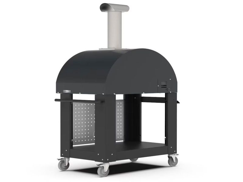 Alfa Classico 4 Pizze 43-Inch Gas Pizza Oven on Wrinkle Black Oven Base - Ardesia Grey