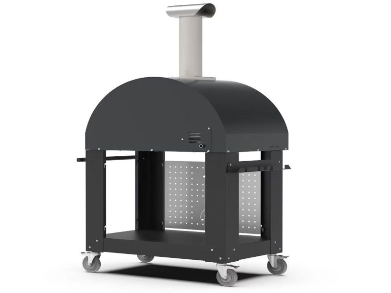 Alfa Classico 4 Pizze 43-Inch Gas Pizza Oven on Wrinkle Black Oven Base - Ardesia Grey