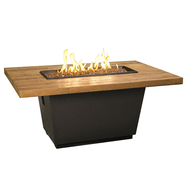 American Fyre Designs Rectangle Cosmopolitan French Barrel Oak Fire Table