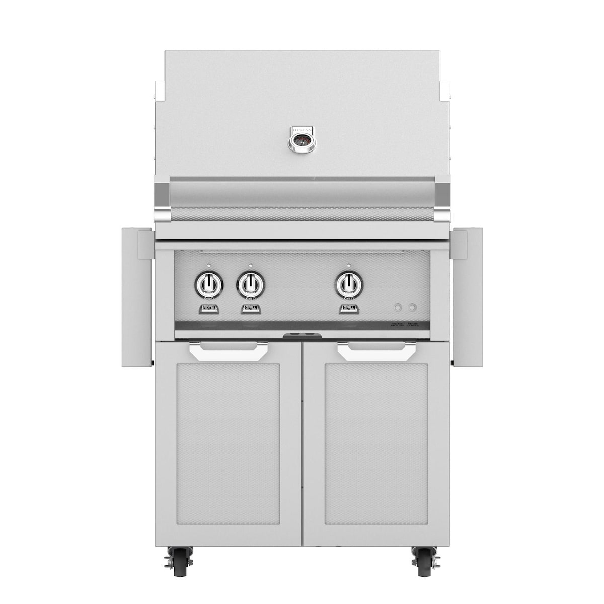 Hestan 30-Inch Propane Gas Grill W/ All Infrared Burners & Rotisserie On Double Door Tower Cart