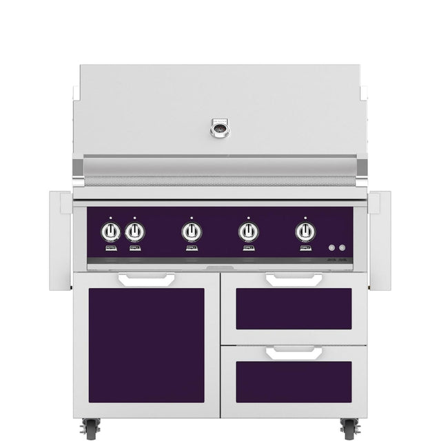 Hestan 42-Inch Natural Gas Grill W/ Sear Burner & Rotisserie On Double Drawer & Door Tower Cart