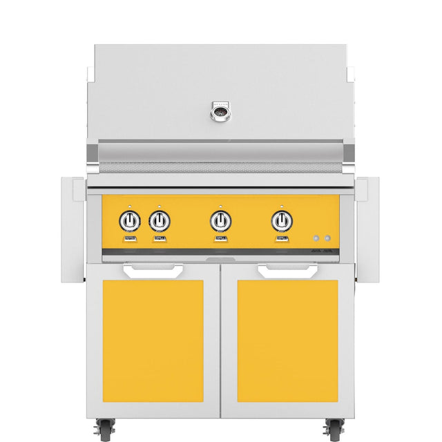 Hestan 36-Inch Natural Gas Grill W/ Rotisserie On Double Door Tower Cart