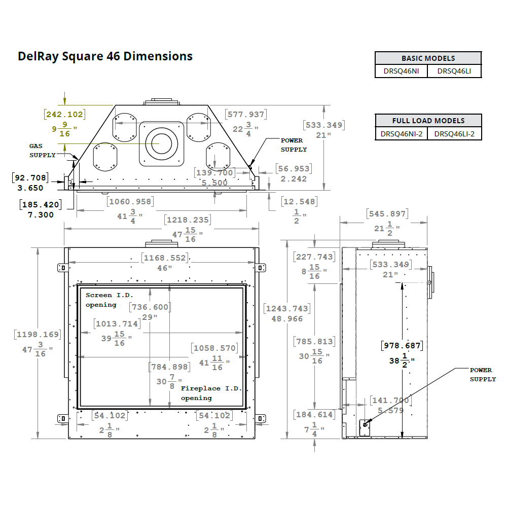 Montigo DelRay 46 Square Direct-Vent Gas Fireplace - DRSQ46NI