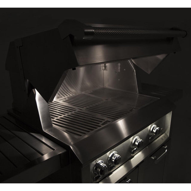 Hestan 42-Inch Natural Gas Grill W/ Sear Burner & Rotisserie On Double Drawer & Door Tower Cart