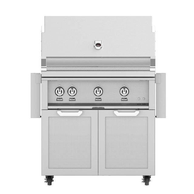 Hestan 36-Inch Natural Gas Grill W/ Rotisserie On Double Door Tower Cart