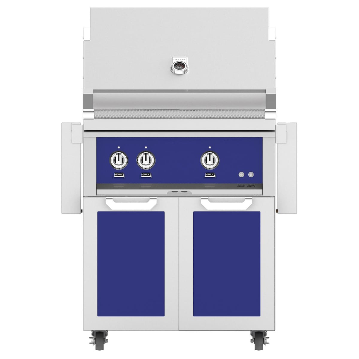 Hestan 30-Inch Propane Gas Grill W/ Rotisserie On Double Door Tower Cart