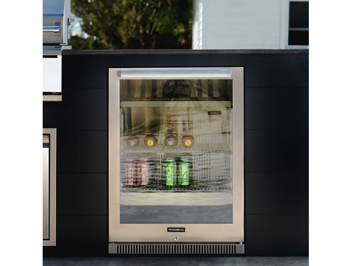 Dometic E-Series 24-Inch Reversible Hinge Beverage Center with Lock Refrigerator