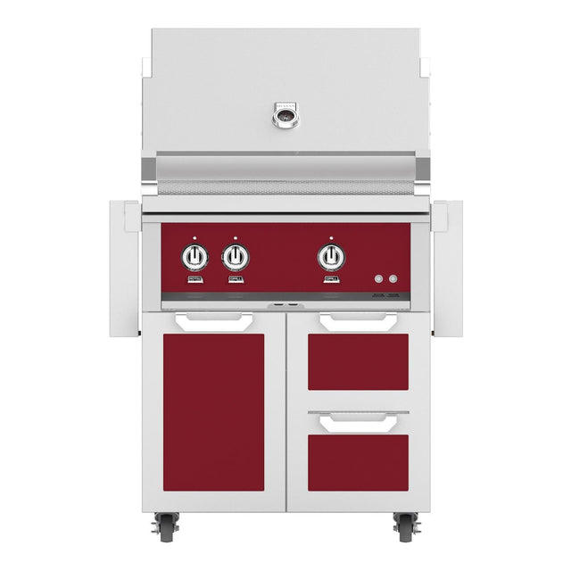 Hestan 30-Inch Propane Gas Grill W/ Rotisserie On Double Drawer & Door Tower Cart