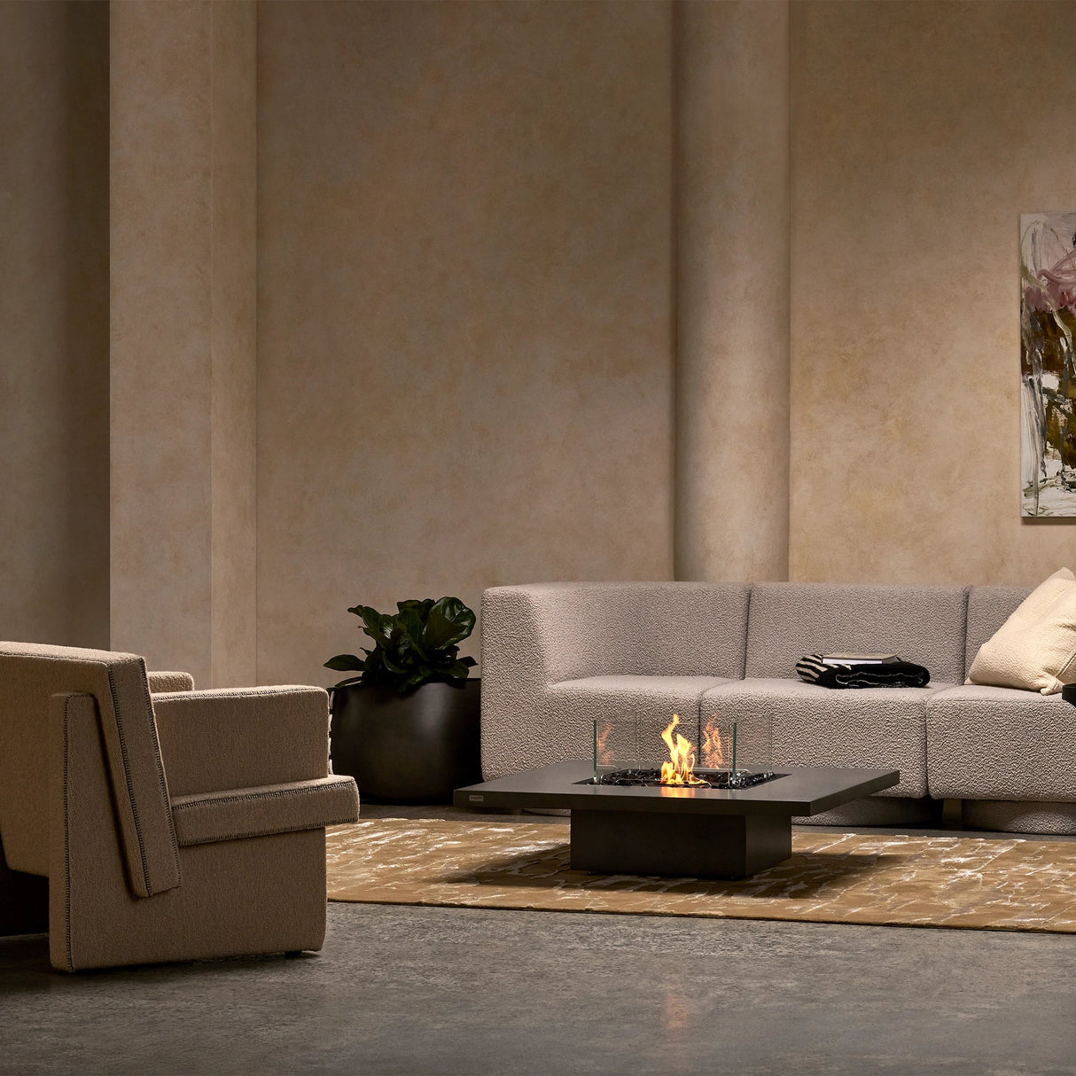 EcoSmart Fire Vertigo 40 Fire Pit Table - Natural - Stainless Steel Ethanol Burner