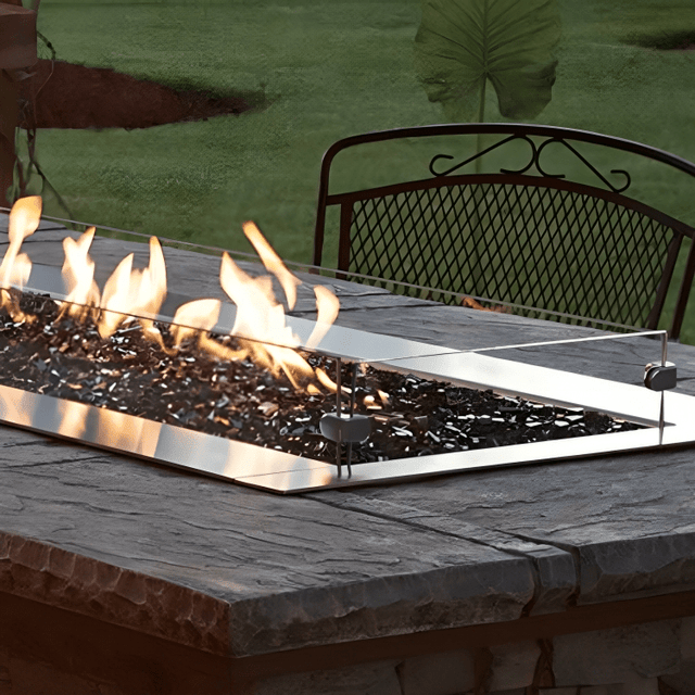 Empire White Mountain Hearth Carol Rose Outdoor Fire Pit, Linear 60-inch Tall Wind Deflector Glass Accessory WG604LT