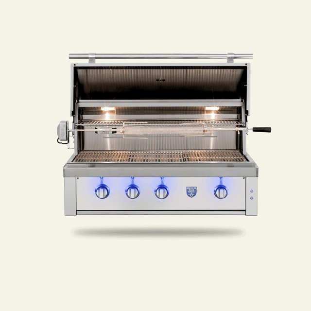American Made Grills Estate Freedom 42-Inch Built-In Gas Grill - hood open