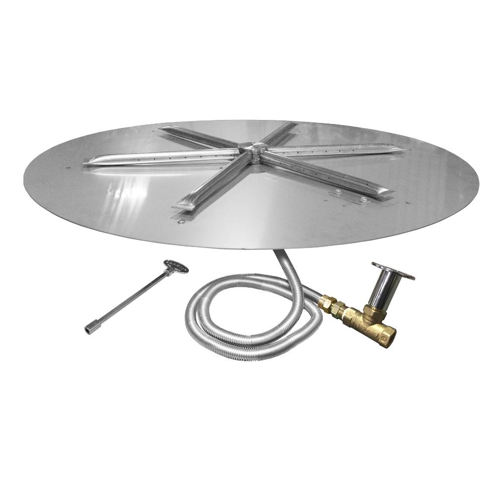 Firegear DIY Fire Pit Kit - Round burner with key valve and flex line, designed for natural gas outdoor fire pit installations.