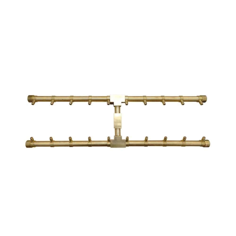 Firegear Pro Series H Burners - Brass Gas Burner with dual linear design for even flame distribution, ideal for outdoor fire pits.