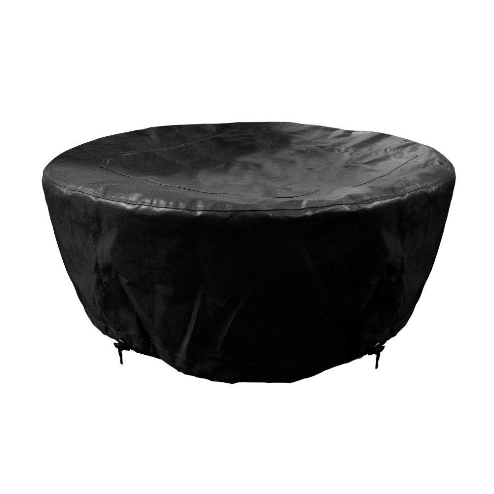 Protective black cover for Firegear Sanctuary 30-Inch Round Concrete Gas Fire Bowl, designed for weather resistance and durability.