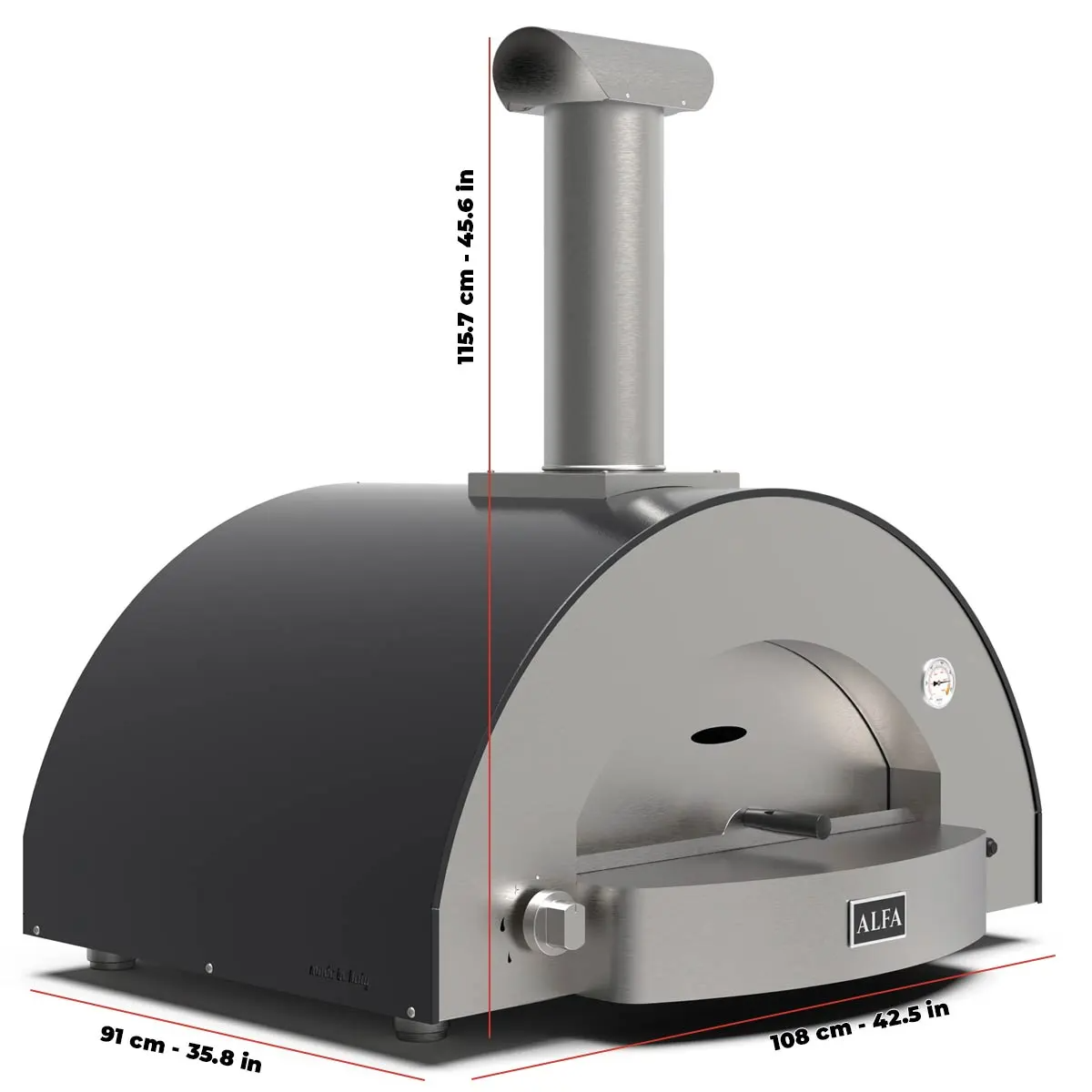 Alfa Classico 4 Pizze Gas Pizza Oven In Ardesia Grey - Countertop - FXCL-4P