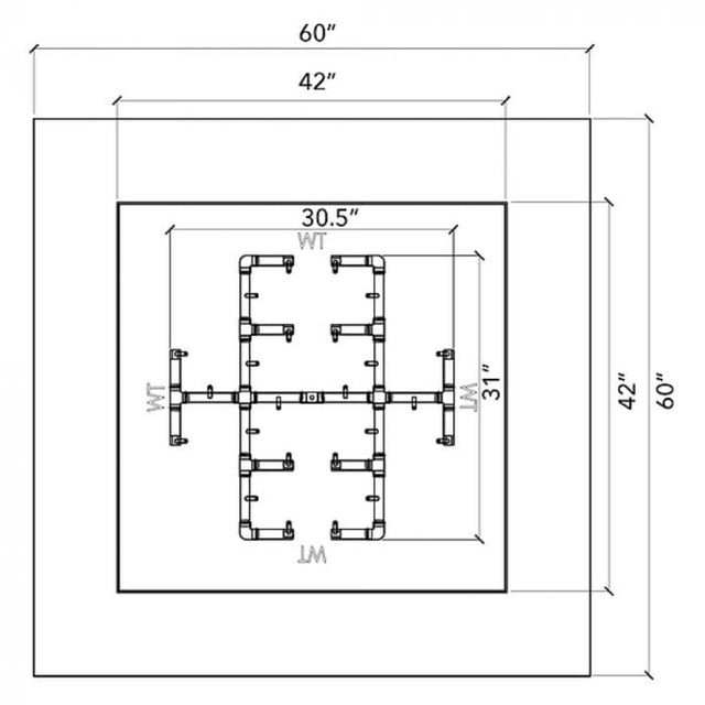 Warming Trends Crossfire FS Square Ready To Finish Fire Pit Kit, 60x60x18-Inch
