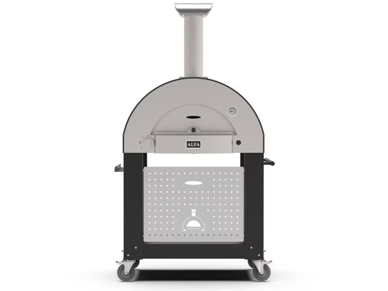 Alfa Classico 2 Pizze 38-Inch Gas Anthracite Grey Pizza Oven on Wrinkle Black Oven Base