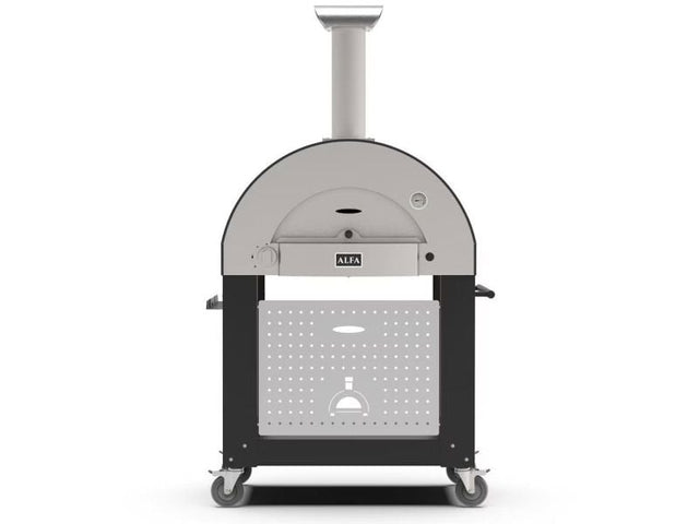 Alfa Classico 2 Pizze 38-Inch Gas Anthracite Grey Pizza Oven on Wrinkle Black Oven Base