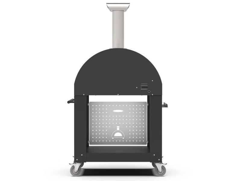 Alfa Classico 2 Pizze 38-Inch Gas Anthracite Grey Pizza Oven on Wrinkle Black Oven Base