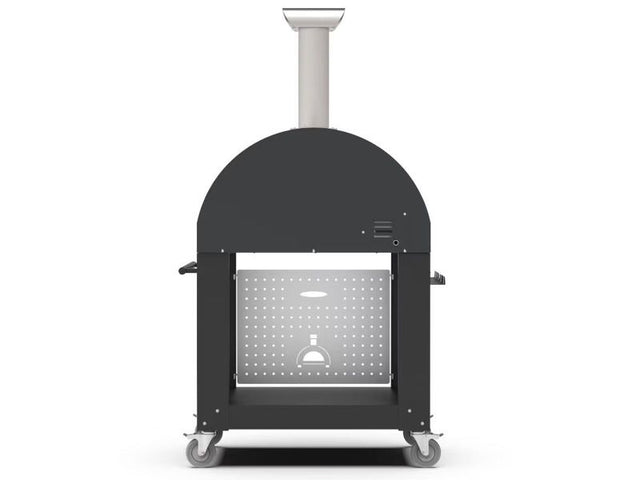 Alfa Classico 2 Pizze 38-Inch Gas Anthracite Grey Pizza Oven on Wrinkle Black Oven Base
