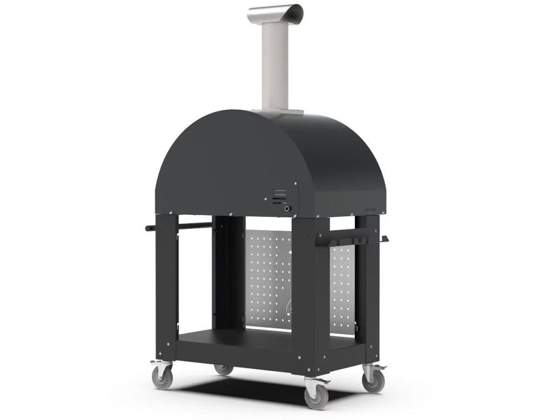 Alfa Classico 2 Pizze 38-Inch Gas Anthracite Grey Pizza Oven on Wrinkle Black Oven Base