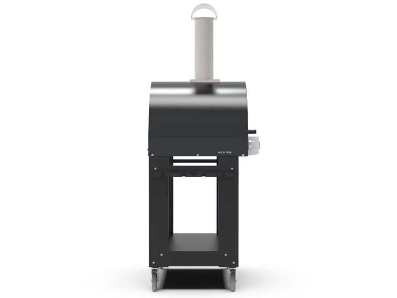 Alfa Classico 2 Pizze 38-Inch Gas Anthracite Grey Pizza Oven on Wrinkle Black Oven Base