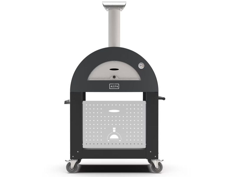 Alfa Moderno 2 Pizze 38-Inch Wood-Fired Pizza Oven and Oven Base - Grey