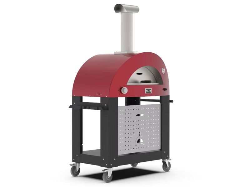 Alfa Moderno 2 Pizze 38-Inch Gas Pizza Oven and Oven Base - Ruby Red
