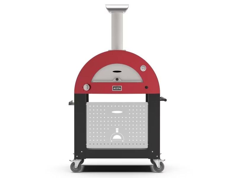 Alfa Moderno 2 Pizze 38-Inch Gas Pizza Oven and Oven Base - Ruby Red