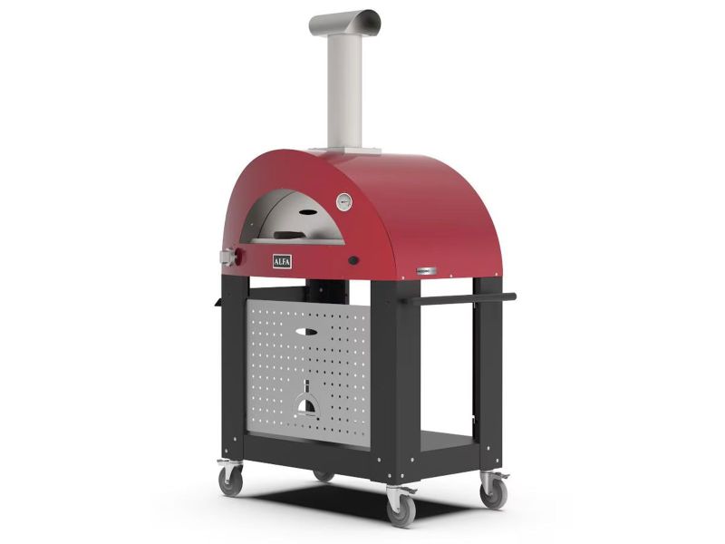 Alfa Moderno 2 Pizze 38-Inch Gas Pizza Oven and Oven Base - Ruby Red