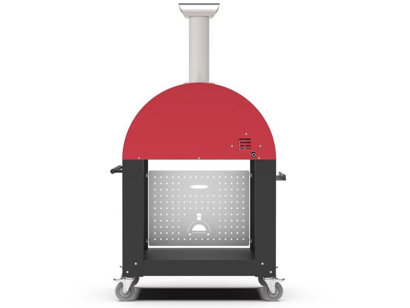 Alfa Moderno 2 Pizze 38-Inch Wood-Fired Pizza Oven with Oven Base - Antique Red