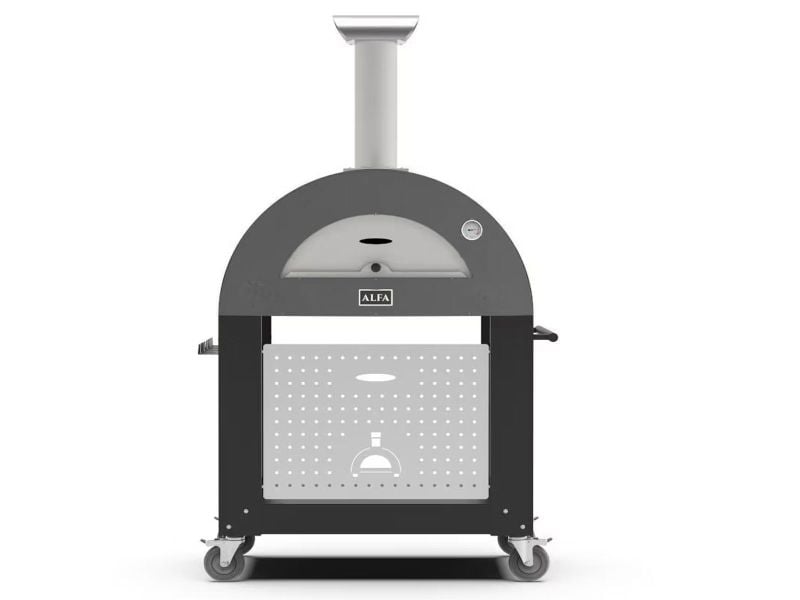 Alfa Moderno 3 Pizze 43-Inch Gas Pizza Oven on Wrinkle Black Oven Base - Anthracite Gray