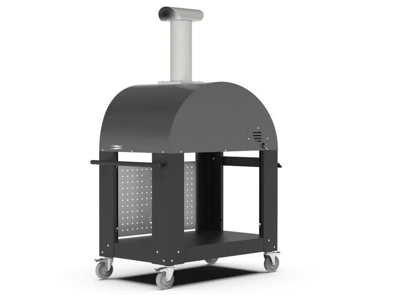 Alfa Moderno 3 Pizze 43-Inch Gas Pizza Oven on Wrinkle Black Oven Base - Anthracite Gray