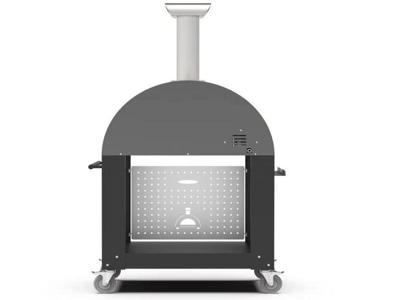 Alfa Moderno 3 Pizze 43-Inch Gas Pizza Oven on Wrinkle Black Oven Base - Anthracite Gray