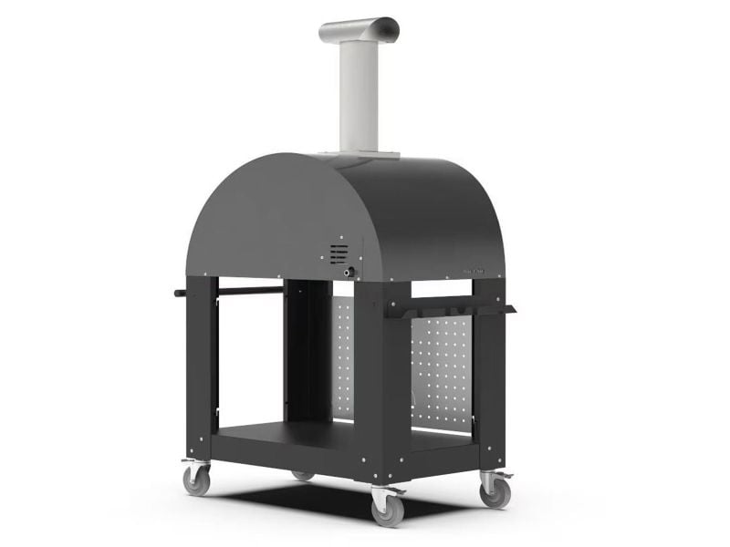 Alfa Moderno 3 Pizze 43-Inch Gas Pizza Oven on Wrinkle Black Oven Base - Anthracite Gray