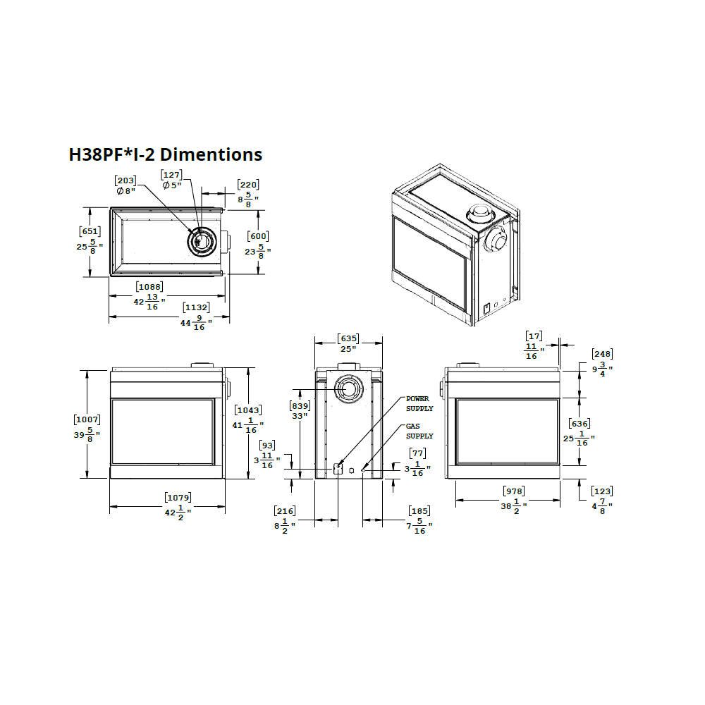 Montigo Divine Pier 38 Traditional Multi-Sided Direct-Vent Gas Fireplace - H38PF