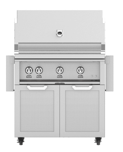 Hestan | 36” Gas Grill with Rotisserie on a Double Door Tower Cart