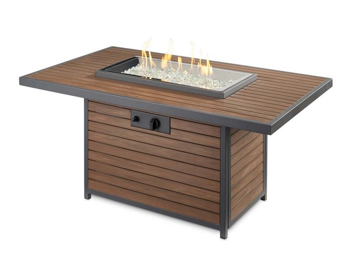 The Outdoor GreatRoom Chat Height Kenwood Gas Fire Pit Table Umber Brown KW-1224-19-K