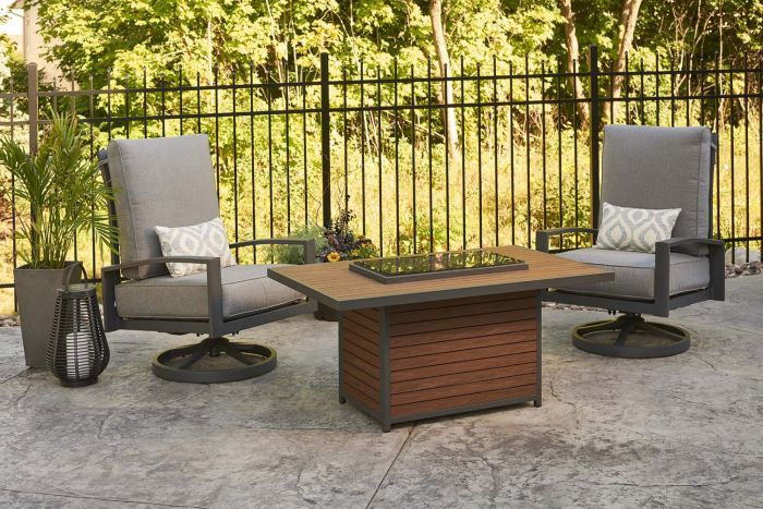 The Outdoor GreatRoom Chat Height Kenwood Gas Fire Pit Table Umber Brown KW-1224-19-K