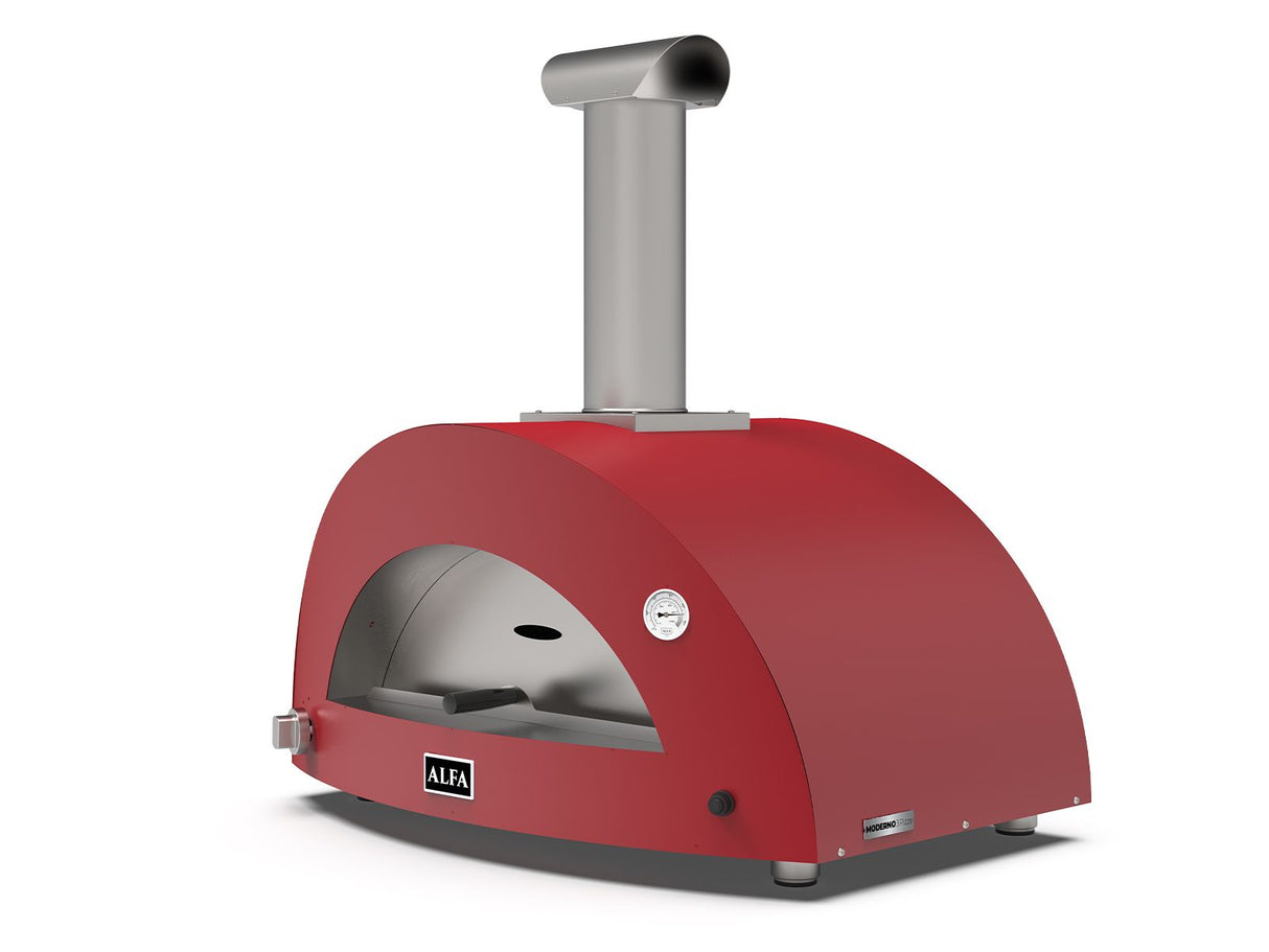 Alfa Moderno 3 Pizze 43-Inch Outdoor Gas Pizza Oven - Ruby Red
