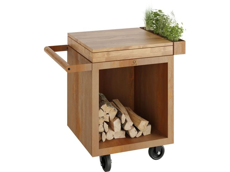 Ofyr Mise en Place Table Corten 65 PRO Teak Wood