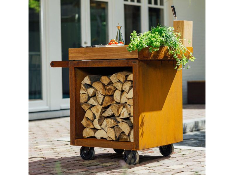 Ofyr Mise en Place Table Corten 65 PRO Teak Wood