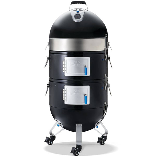 Napoleon Apollo 22 AS22K charcoal water smoker assembled, black steel with two doors and caster wheels