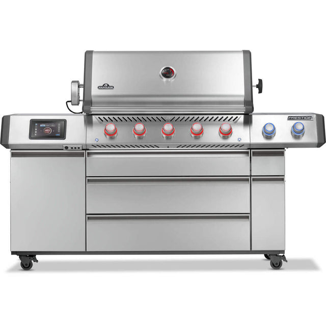 Napoleon Prestige PRO 665 Elite natural gas smart grill, stainless steel front view