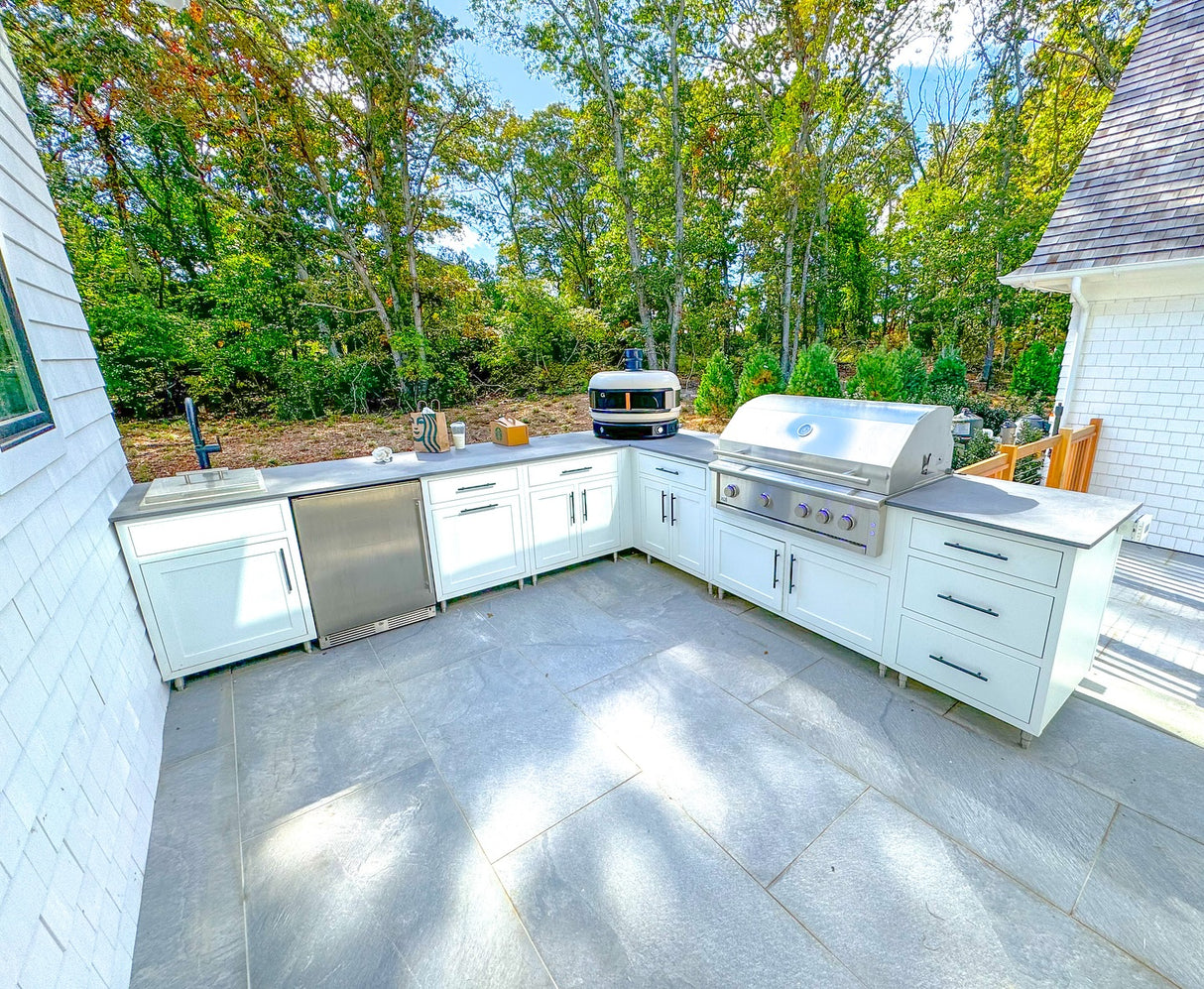 L Shaped Outdoor Kitchen Island with Gas Grill & Gozney Pizza Oven - Includes Delivery & Assembly