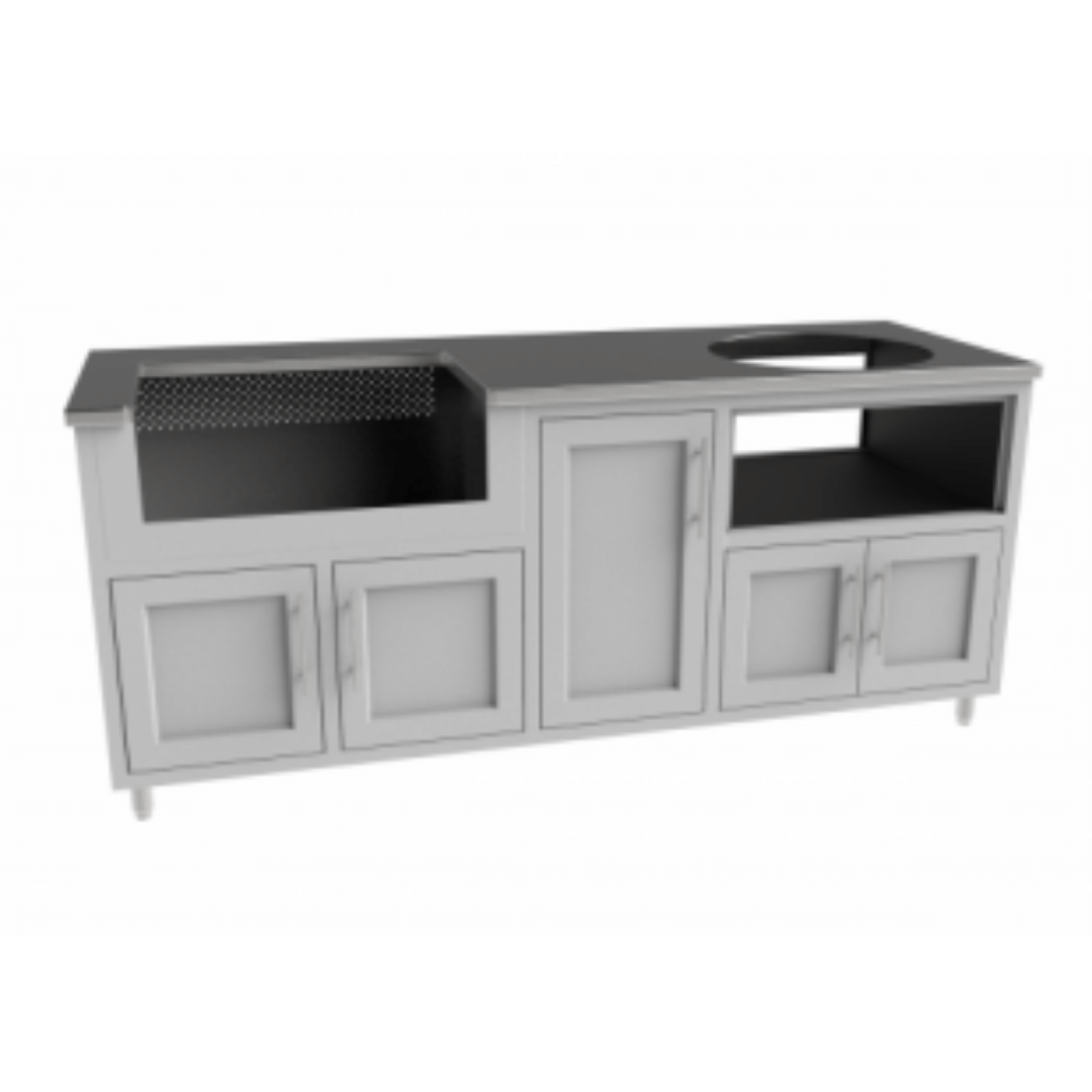 Challenger Designs White Coastal Outdoor Kitchen Package with Delta Heat 32" Grill and Large Egg Base